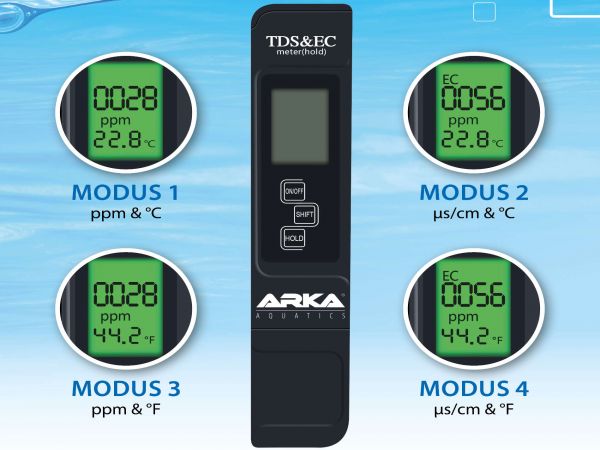 Arka - TDS / EC - Messgerät für Aquarien und Teiche Einstellungen